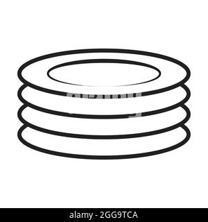 plates, dishes line icon vector for graphic design, logo, website, social media, mobile app, UI illustration Stock Vector