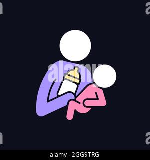 Bottle feeding RGB color icon for dark theme Stock Vector