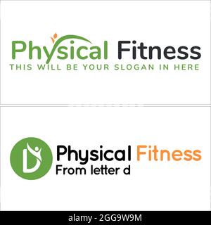 Physical fitness healthcare logo design  Stock Vector