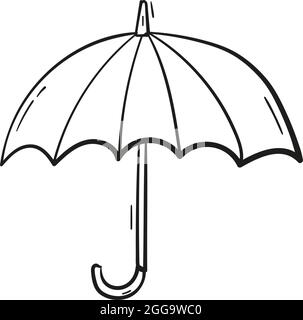 hand drawn umbrella icon in doodle style isolated. Stock Vector