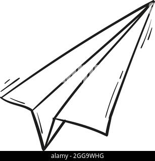 hand drawn paper plane icon in doodle style isolated. Stock Vector