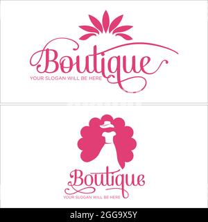 Boutique retail fashion store clothing logo design vector Stock Vector