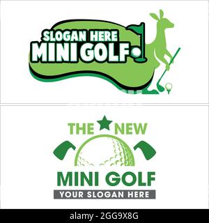 Golf course with kangaroo illustration vector logo design Stock Vector
