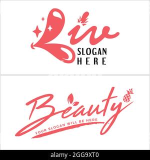 beauty store cosmetics retail women logo design vector Stock Vector