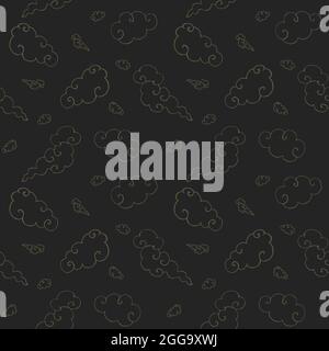 Seamless pattern with Chinese style clouds on black Stock Vector