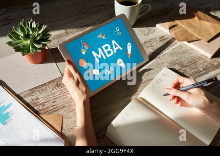 MBA Master Business Administration Education Learning Study E-learning PErsonal Growth and Career Development Stock Photo