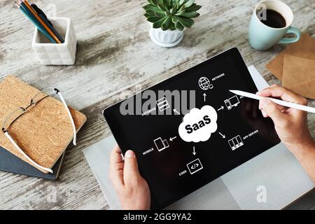 SaaS - software as a service. Internet and technology concept Stock Photo