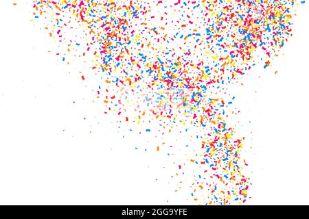 Colorful Explosion Of Confetti. Grainy Abstract Multicolored Texture Isolated On White Background. Flat Design Element. Vector Illustration, Eps 10. Stock Vector