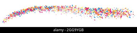 Colorful Explosion Of Confetti. Grainy Abstract Multicolored Texture Isolated On White. Panoramic Background. Wide Horizontal Long Banner For Site. Ve Stock Vector
