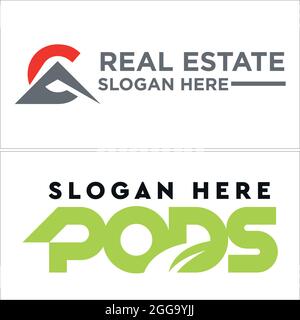 Home roof initial and lettering logo real estate mortgage building  Stock Vector