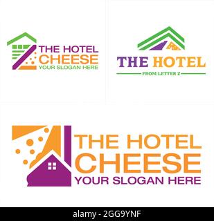 Home roof with cheese combination icon logo vector Stock Vector