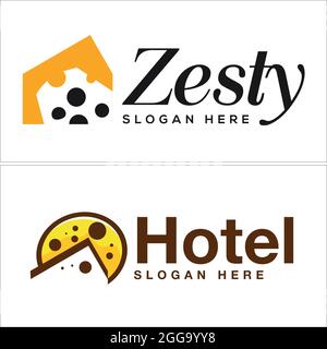 Design logo with cheese and home icon line vector Stock Vector