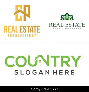 Real estate logo with letter CP home building combination design  Stock Vector
