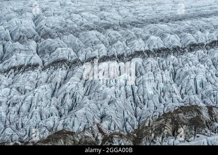 details of the ice structure on Aletsch Glacier in the swiss alps Stock Photo