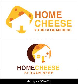 Design logo home cheese icon vector for food store snack business Stock Vector