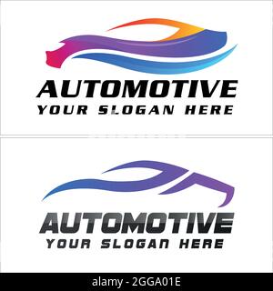 Automotive logo with car vector colorful line art logo Stock Vector