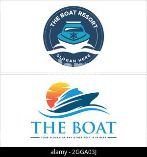 Yacht logo template design travel recreation nautical Stock Vector