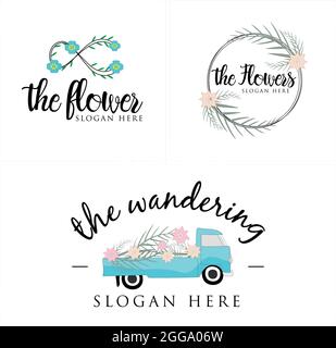 Wreath flower car logo vector design floral beautiful retail store Stock Vector