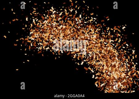 Coffee Color Grain Texture Isolated on Black Background. Chocolate Shades Confetti. Brown Particles. Digitally Generated Image. Vector Illustration, E Stock Vector