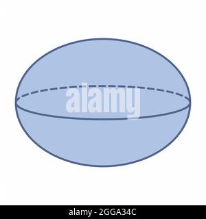 Ellipsoid geometric shape isolated on white background Stock Vector