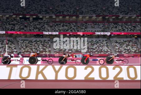 General view of the Women's 1500m - T54 Round 1 Heats during the Athletics at the Olympic Stadium on day six of the Tokyo 2020 Paralympic Games in Japan. Picture date: Monday August 30, 2021.