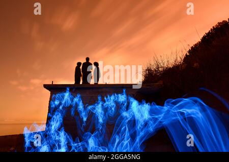 Light art performance photography in Turkey. Light painting Stock Photo