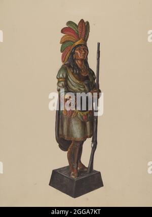 Cigar Store Indian, c. 1936. Stock Photo