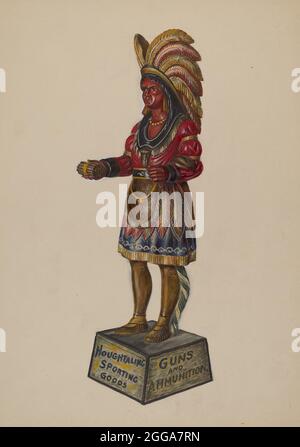 Cigar Store Indian, c. 1936. Stock Photo