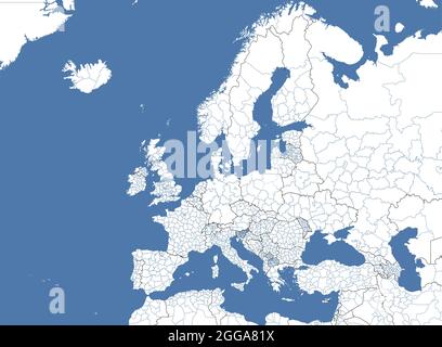 Map of Europe divided into states and provinces. European political map. Division into provinces with closed polygons Stock Vector