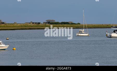 Orford Ness Suffolk, view of the 'pagodas' on Orford Ness, structures ...