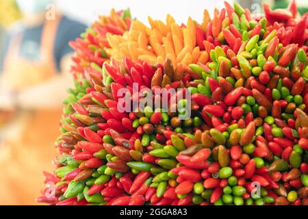 Hot peppers of various colors - healthy bio ingredients Stock Photo