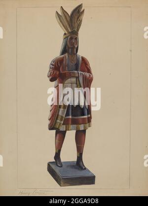 Cigar Store Indian, c. 1936. Stock Photo