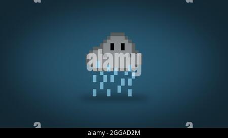 Pixel 8 bit rainy cloud - seamless high res pattern Stock Photo - Alamy