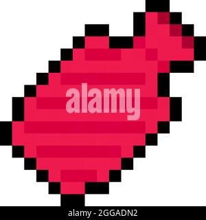 Pixel hot water bottle - vector, isolated Stock Vector