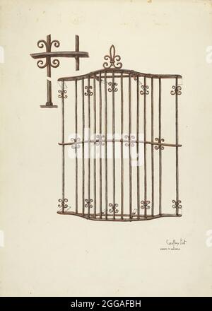 Iron Grille at Window: Restoration Drawing, 1936. Stock Photo