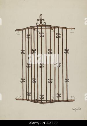 Iron Grille (at Window) a Restoration Drawing, 1936. Stock Photo