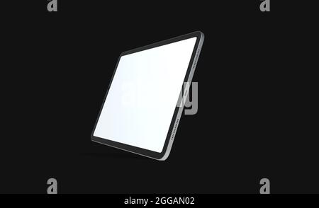 Tablet with a copyspace on the white screen isolated on a black background Stock Photo