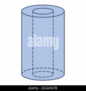Hollow Cylinder geometric shape isolated on white background Stock Vector