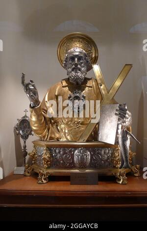 St Andrew golden reliquary in the Cathedral in Amalfi located in the Piazza del Duomo in Amalfi Campania Italy Stock Photo