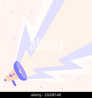 Megaphone Drawing Producing Large Lightning Electricity Making Newannouncement. Bullhorn Drawing Generating Big Thunder Influx Advertising New Stock Vector