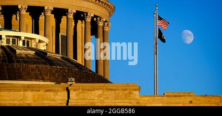 Idaho State Capitol Building governing government dome structure legal laws moon sky flags Stock Photo