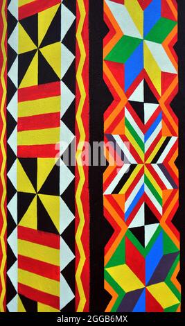 The weaving pattern is called Linangkit by Lotud ethnic art in Tuaran, Sabah. The pattern is made into jewelry for their traditional clothing. Stock Photo