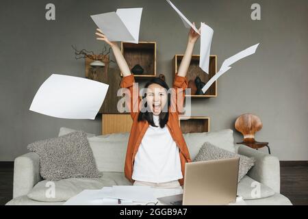 Work at home, remote employee, student on distance learning Stock Photo