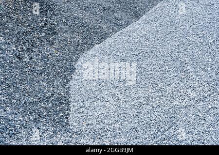 Grey and dark grey two tone. Gravel used to make concrete , to mix with asphalt , to create gravel road or gravel path , to create gravel floor and gr Stock Photo