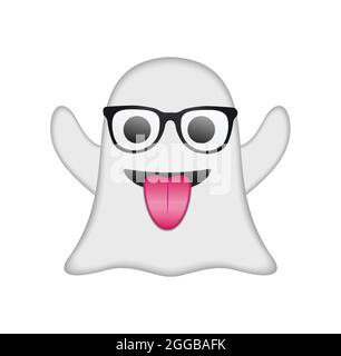 Ghost emoji vector illustration isolated. Halloween ghost emoticon on white background. Stock Vector