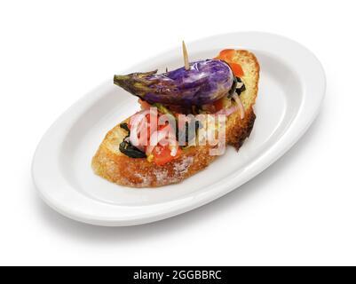 small zebra eggplant pincho  isolated on white background Stock Photo