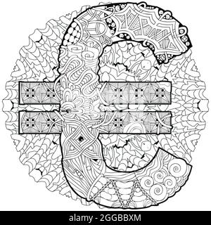 Hand-painted art design on mandala. Colorfull illustration euro for coloring, for t-shirt design and other decoration Stock Vector