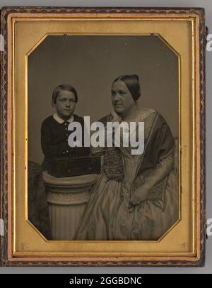 Untitled (Portrait of a Woman and a Boy), 1855. A work made of daguerreotype. Stock Photo