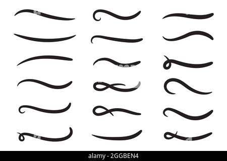 Colorful Swoops Hand drawn collection of curly swishes, swashes, swoops. Calligraphy ...