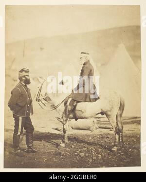 Sir Jas. York Scarlett (1799-1880), General, led Charge of Heavy Brigade, Balaclava (left); Edward Wm. Lowe (1820-1880), General (right); Taken at the Crimea, 1855. A work made of thinly albumenized print. Stock Photo